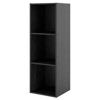 24/7 Shop At Home 35" Silkpath Modern 3 Cube Stackable and Modular Bookcase Black