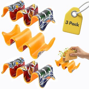 Prepara Taco Holder, 3-Pack - Taco Rack for Upright Serving, Durable Melamine Food Stand, Mess-Free Table Organizer, Fun Dinner Accessory - (Yellow) - 1 of 4
