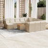 vidaXL Patio Sofa Set with Cushions Outdoor Furniture 13 Piece Poly Rattan - Beige and Cream - 2 of 4