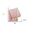 HomeRoots 59" X 71" Pink And Ivory Cotton Throw Blanket with Tassels - 3 of 4
