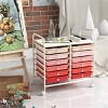 Angel Sar 12-Drawer 25Inch Rolling Storage Cart, Pink 2-Row 10-Tier Organizer with Multicolor Drawers, 4 Wheels Mobile Cart - 2 of 4