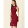 Allegra K Women's Floral Lace Sleeveless Cut-Out Back Wedding Guest Cocktail Sheath Dress - 3 of 4