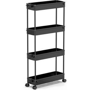 MaseiKar Slim Rolling Storage Cart 4 Tier Bathroom Organizer Mobile Shelving Unit Utility Cart Tower Rack for Kitchen Laundry Narrow Places - 1 of 4