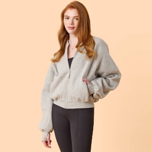 Blogilates Women's Marshmallow Bomber Jacket - 1 of 4