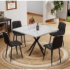 38.60"Square Dining Table Set, Mid Century Modern Square Dining Table for 4 Person, Faux Marble Tabletop, Iron Legs,White+Blue - 2 of 4