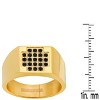 Steeltime Men's 18k gold plated stainless steel and simulated diamonds rectangle ring. Size 9-12 - 3 of 4
