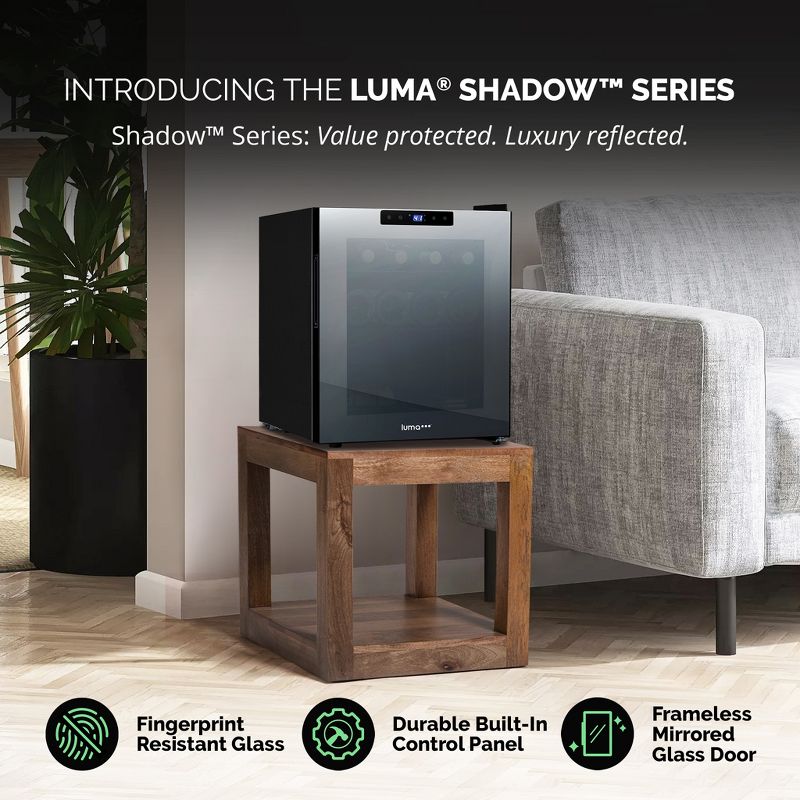 LUMA Comfort Shadow Series Freestanding Wine Cooler Refrigerators, Small Single Zone Wine Fridge, 12 to 24 Bottle Capacity, 2 of 17