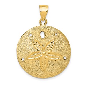 Black Bow Jewelry 14k Yellow Gold 30mm Laser Cut Sand Dollar Pendant - 1 of 4
