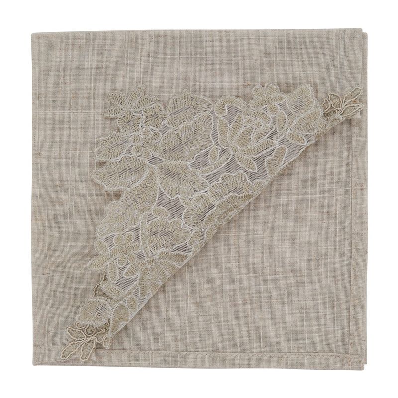 Saro Lifestyle Embroidered Design Lace Napkin and Placemat Set -  ( 1 placemat and 1 napkin), 5 of 7