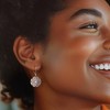 Ross-Simons 0.10 ct. t.w. Diamond Floral Openwork Circle Drop Earrings in Sterling Silver - 2 of 3