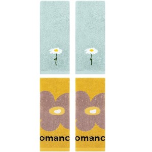 REGALWOVEN 4 Pcs Cotton Soft Absorbent Floral Pattern Hand Towel 13" x 30" - 1 of 4