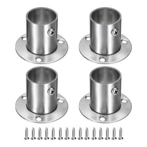 Unique Bargains Stainless Steel Wardrobe Pipe Holder Shower Closet Curtain Rod Pole Brackets 4 Pcs - 1 of 4