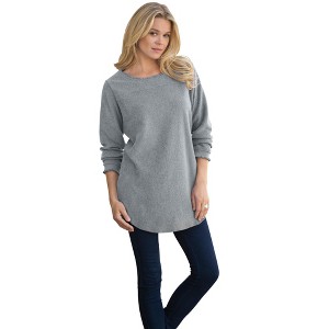 Roaman's Women's Plus Size High Pile Fleece Fleece Tunic - 1 of 4