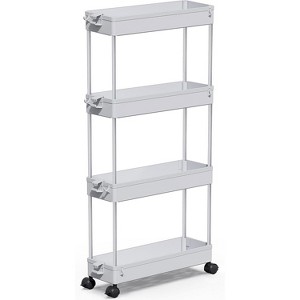 Acoinel Slim Rolling Storage Cart 4 Tier Bathroom Organizer Cart Mobile Shelving Unit Slide Out Utility Cart for Kitchen - 1 of 4