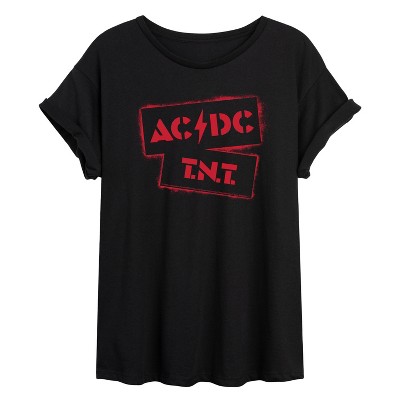 Maglietta AC/DC Donna - Logo Rosso - Nero - Vestibilità Regular - 100% Cotone