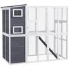 PawHut Outdoor Catio, Cat House Wooden Feral Cat Shelter, Cat Cage with Platforms, Waterproof Asphalt Roof, Ramps - 4 of 4