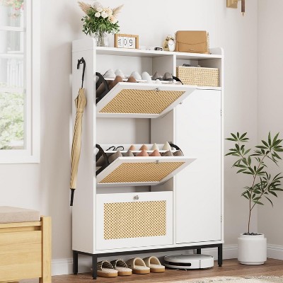 Shoe Cabinet, Shoe Storage Cabinet with 3 Flip-Down Drawers & 4-Tier Adjustable Shelves, Shoe Cabinet Storage for Entryway,Shoe Organizer