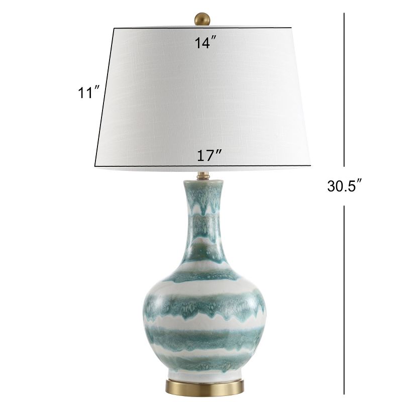 30.5&#34; Ceramic/Metal Tucker Striped Table Lamp (Includes LED Light Bulb) Green - JONATHAN Y, 5 of 6