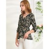 INSPIRE CHIC Women's Floral Print V Neck Tie Waist Ruffle Neck Chiffon Wrap Shirt - 2 of 4
