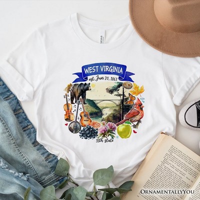 Artistic West Virginia State Themes and Landmarks T-Shirt, Tee for History and Travel Lovers| OrnamentallyYou