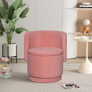 CAVINAS Upholstered Accent Chair with Storage Space,Modern Swivel Chairs for Bedroom,Reading Room,Gray/Beige/Pink - 1 of 4