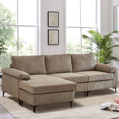 XIZZI Convertible Sectional Couch, 3 Seat L Shaped Sofa with Reversible Chaise Mid-century Modular Couch for Living Room, Apartment and Office