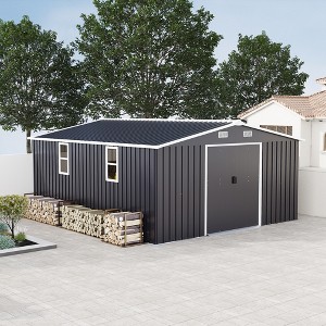 10*12ft 0.25mm color steel plate, surface protective film,Two daylight Windows, two colors can be freely selected storage sheds - 1 of 4