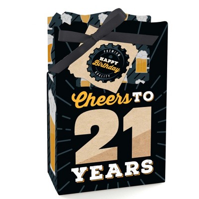 Big Dot of Happiness Cheers and Beers to 21 Years - 21st Birthday Party Favor Boxes - Set of 12