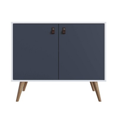 Amber Accent Faux Leather Handles Cabinet - Manhattan Comfort