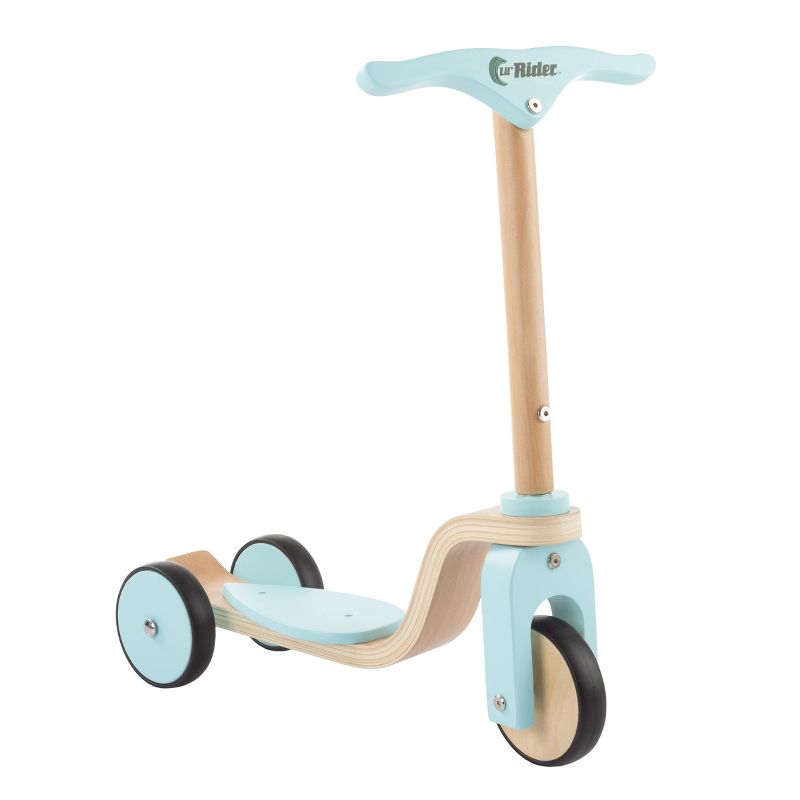 Toy Time Kids' Wooden 3-Wheel Scooter with Push Steering Handlebar - Turquoise, 1 of 6