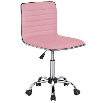 Yaheetech PU Leather Armless Office Chair Desk Chair with Wheels