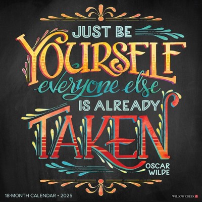 Willow Creek Press Be Yourself 2025 Wall Calendar: Monthly 12x12" Blue Paper, Sewn Binding, All Ages
