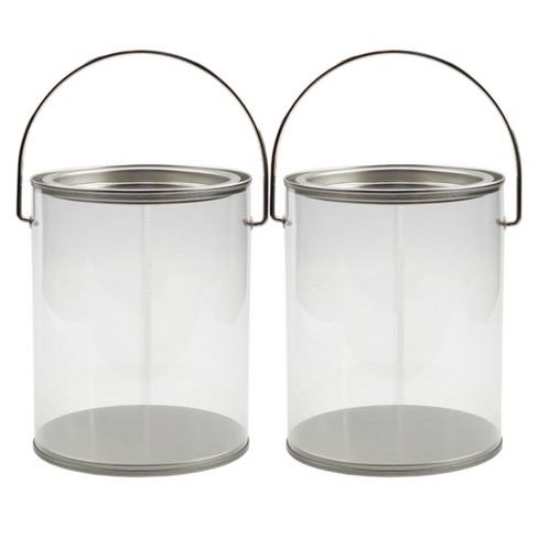 Cornucopia Brands Quart Size Clear Plastic Paint Cans 2pk, 5in Tall; Faux Small Pails w/Handle, NOT for Liquids / Heavy Objects - image 1 of 4