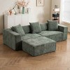 Modular L-Shaped Cloud Sofa, Deep Seat Sectional Sofa with Lounge amd Ottoman, Soft Cushion Sofa with Sping and Corduroy Cover-Coolbibila - 3 of 4