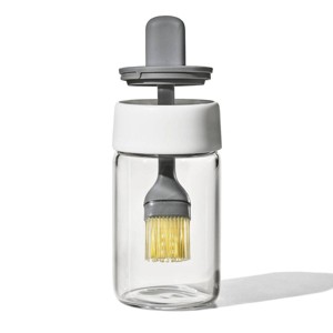 OXO Oil Bottle and Brush: Tempered Glass Food Storage Container, Dishwasher-Safe, 8 oz Capacity - 1 of 4