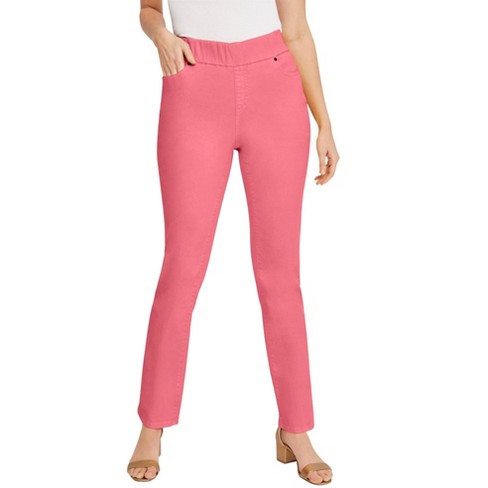 Jessica London Women's Plus Size Tall Comfort Waist Straight Leg Jean - 12  W, Pink : Target