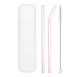 Unique Bargains Reusable Smooth Glass Straws with Cleaning Brush and Box 2 Pcs - 1 of 4