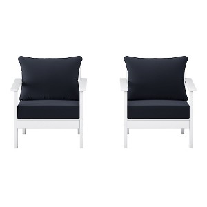 WestinTrends Avalon Outdoor Modern HDPE Patio Club Chairs with Deep Seat Cushions (Set of 2) - 1 of 4