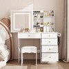 Famapy White Vanity Table Set With Stool,Lighted Makeup Mirror and Charging Station Makeup Vanity Desk Dressing Table Organizer Makeup Vanity Set - 2 of 4