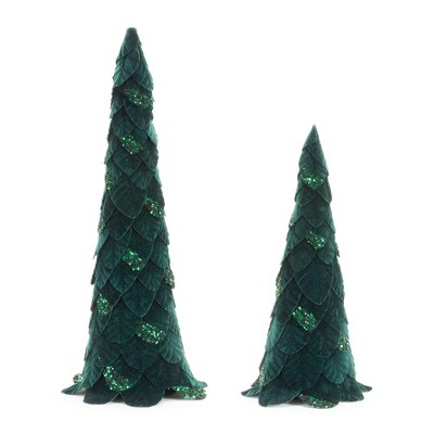 Melrose Beaded Leaf Pine Tree (Set of 2)