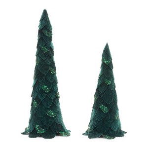 Melrose Beaded Leaf Pine Tree (Set of 2) - 1 of 3