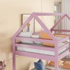 Whisen Twin over Twin Rubber Wood House-Shaped Floor Bunk Bed with ladder and Safety Guardrails - 4 of 4