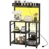 HOMCOM Kitchen Bakers Rack with Power Outlet and LED Lights, Microwave Stand, Coffee Bar with Metal Basket, Multiple Shelves and Glass Holders - 4 of 4