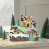 HOMCOM Animated Christmas Village Scene, Pre-Lit Musical Holiday Decoration with LED Lights, Fiber Optic, Rotating Skating Pond and 2 Skaters - 2 of 4