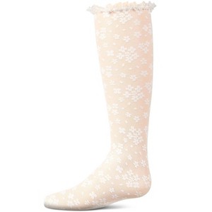 Memoi Girls Floral Lace Mesh Knee High Sock - 1 of 4
