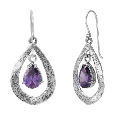 Silpada 'Splash of Magic' Sterling Silver Purple Cubic Zirconia Drop Earrings
