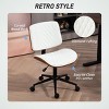 Adjustable Armless Office Chair with Wood Frame and PU Leather, Swivel Desk Chair with Wheels for Home Workspace-3irtyhousy - 3 of 4