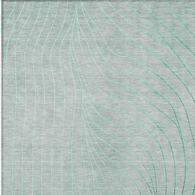 HomeRoots 3' X 5' Mint Green And Silver Abstract Washable Indoor Outdoor Area Rug