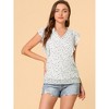 Allegra K Women's Ruffle Tops Casual V Neck Cap Sleeves Floral Blouse - 3 of 4