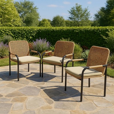 YOOCOZZ3-Piece Rattan Patio Chairs with Cushions